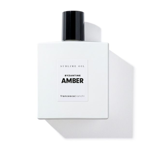 Byzantine Amber Sublime Oil perfume bottle 100ml by Francesca Bianchi Perfumes with white square design